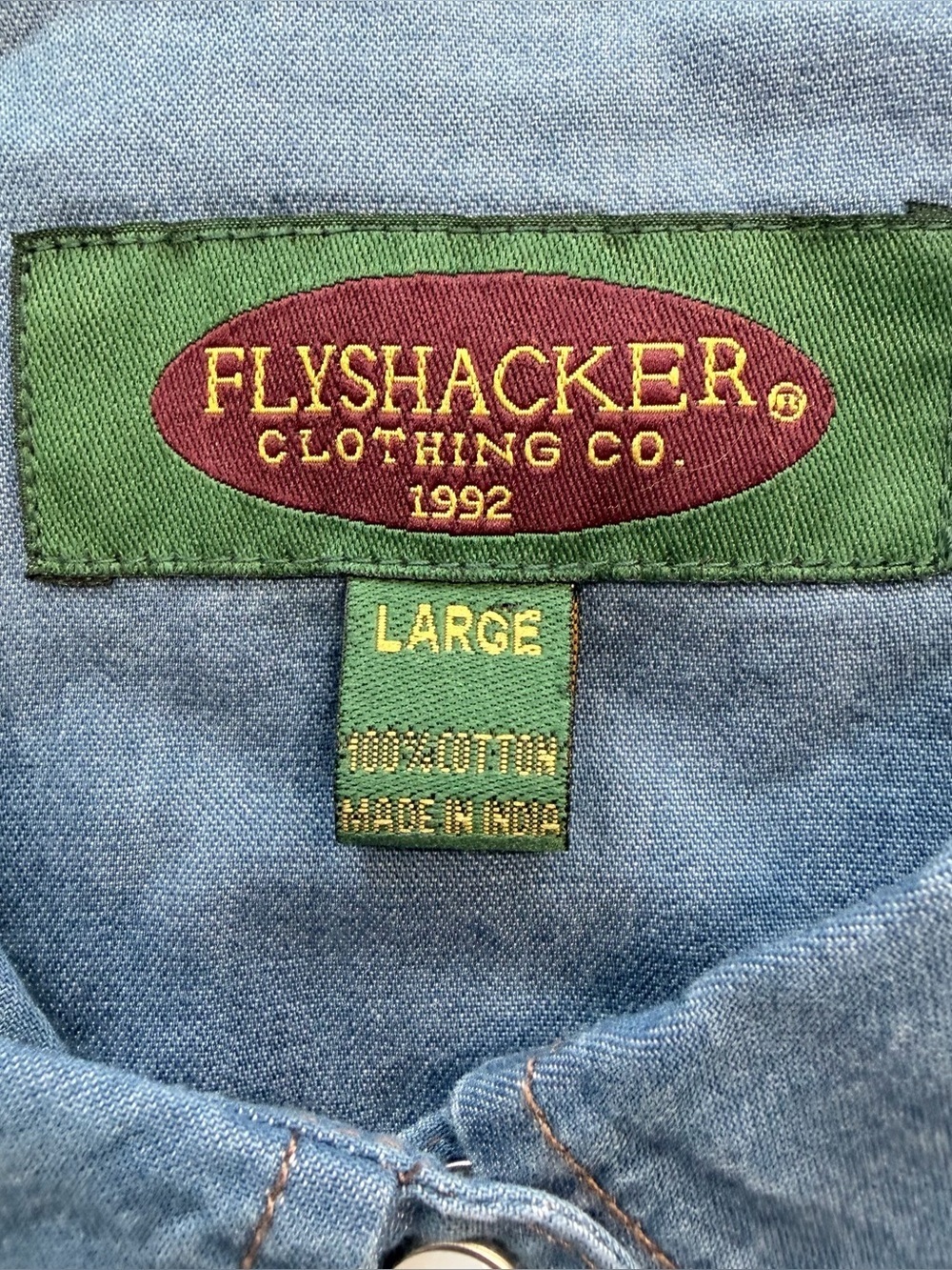 Flyshacker Yellowstone Collection Denim Horse Graphic Western Shirt Size Large - Picture 5 of 12